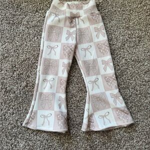 Girls' Bow Patterned Flare Pants NWOT